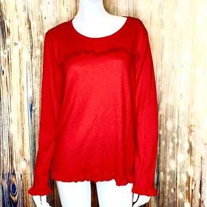 Talbots Red Ruffle Sweater | XL